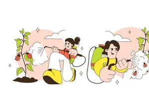 5 Farmer Spraying Pesticides Illustration
