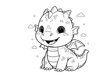 Cute cartoon dragon smiling happy vector illustration preview picture