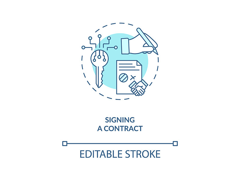 Signing a contract concept icon