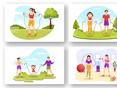 12 Jump Rope Sport Illustration