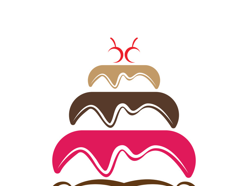 Sweet cake template logo design vector illustration of silhouette with cherries