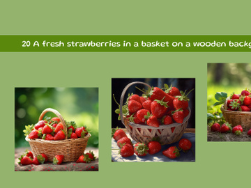 A fresh strawberries in a basket on a wooden background preview picture