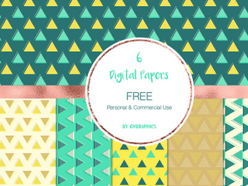 6张数字纸 - 三角形和圆点(6 Digital Papers - Triangles and Dots)
