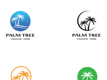 Palm tree summer logo design with creative ideas.
