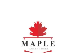 Maple leaf logo design vintage style graphic illustration