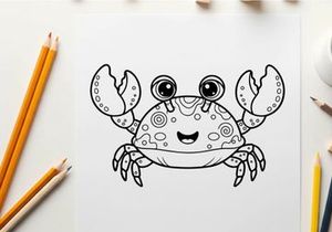 Cute crab smiling happy ocean sea life vector illustration