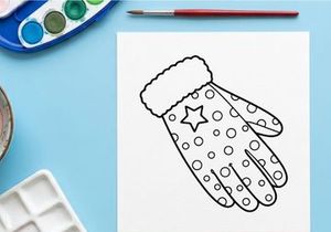 Handgezeichnete Weihnachtsfäustlinge mit Sternen- und Schneeflockenmuster für festliche Designs
