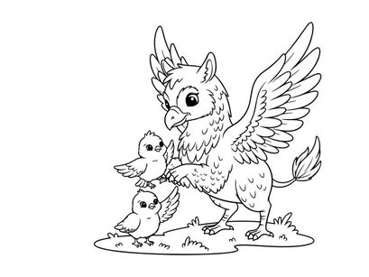 Mother bird feeding chicks nest vector illustration flat design