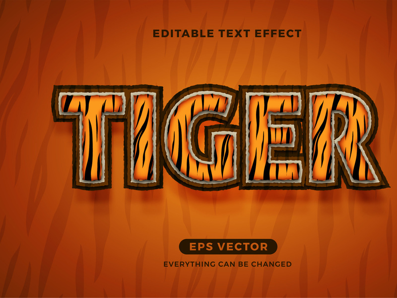 Tiger editable text effect vector template