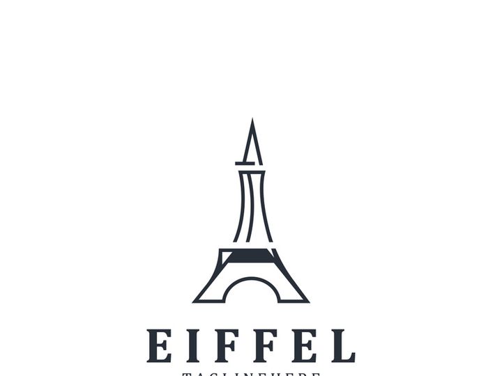 Tower Paris france Black Silhouette logo design template Illustration