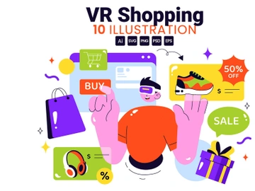 10 Virtual Reality Shopping Illustration preview picture