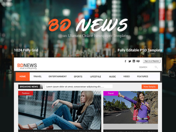 BDNEWS - Web UI/UX Design on Newspaper Template preview picture