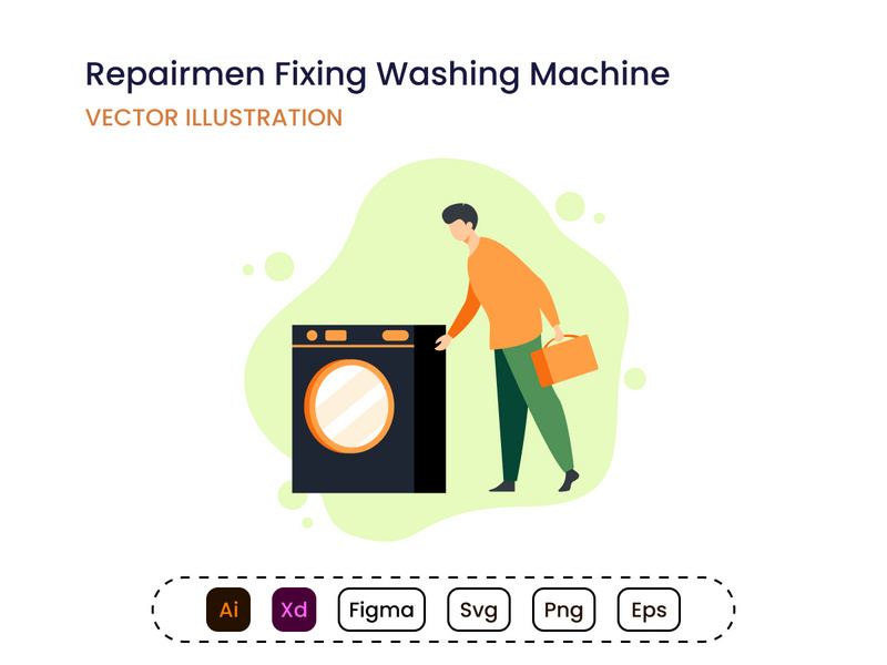Repairmen Fixing Washing Machine