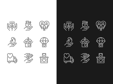 Volunteer opportunities pixel perfect linear icons set preview picture