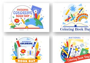 10 National Coloring Book Day Illustration