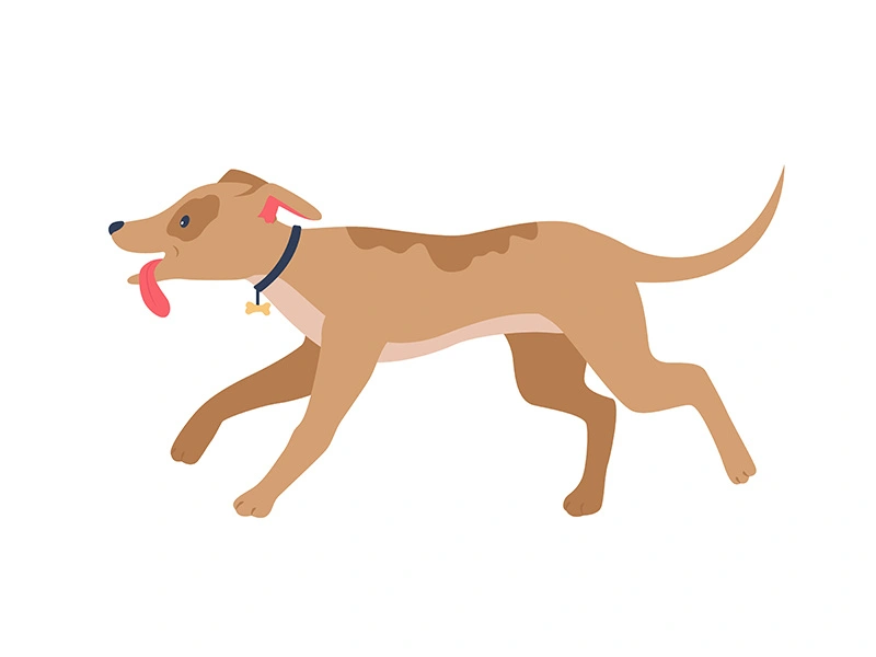 Running dog with rose ears semi flat color vector character