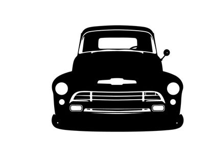 Silhouette of a classic chevrolet truck from the front view
