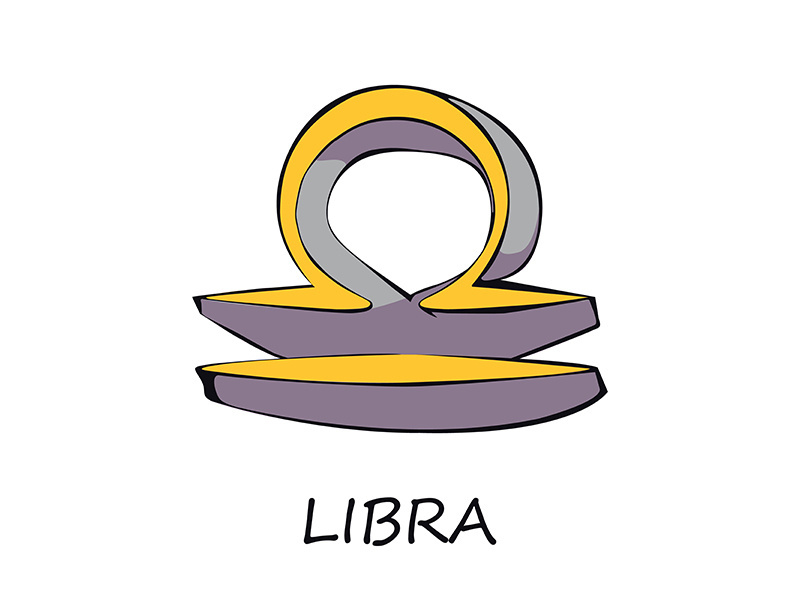 Libra zodiac sign flat cartoon vector illustration