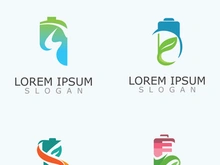 Eco Battery and leaf logo template design illustration vector