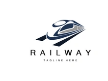 Train Logo Design. Fast Train Track Vector, Fast Transport Vehicle Illustration