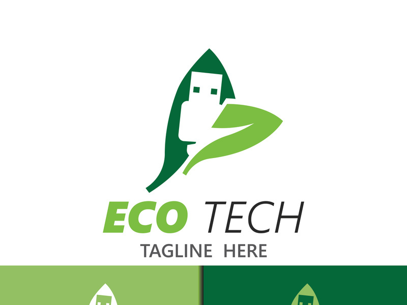 Eco technology business vector design modern. Nature technology logo with leaf and circuit tech minimalist vector illustration