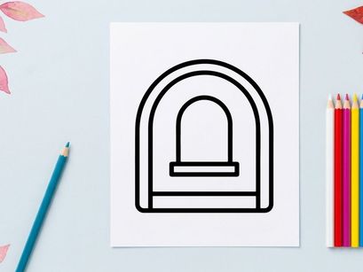 Minimalist Halloween Arch-Icon isoliert auf Weiß. Gruselige Eingangs-Symbol-Vektorillustration für saisonale Deko und Einladungen.