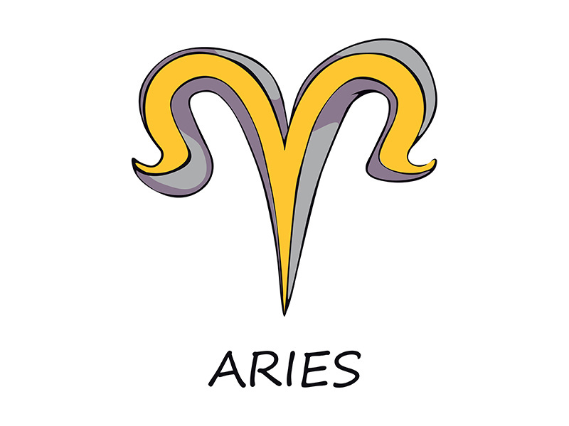 Aries zodiac sign flat cartoon vector illustration