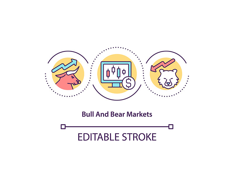 Bull and bear markets concept icon