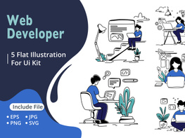 Flat Illustration of a web developer preview picture