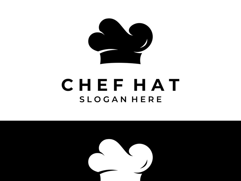 Chef hat logo for restaurant, cafe and online food delivery. Logo with vector design.