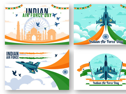 12 Indian Air Force Day Illustration