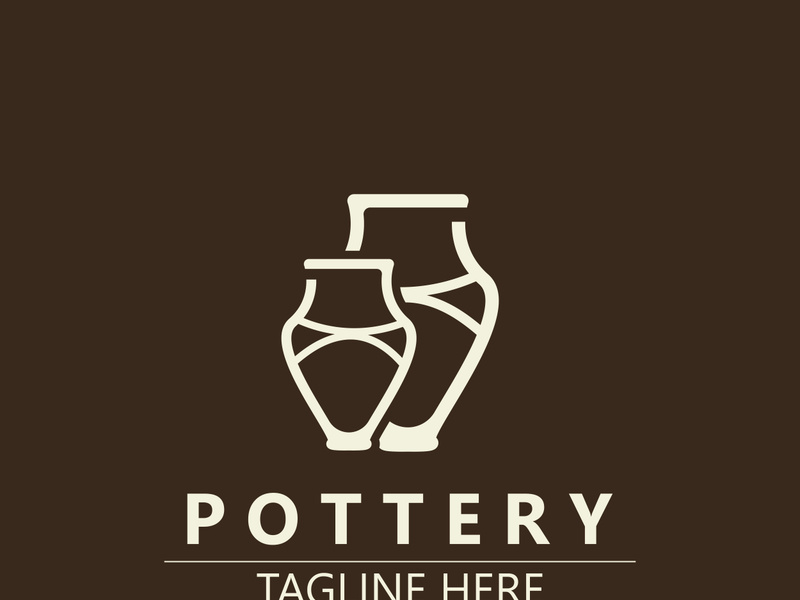 Pottery logo design handmade, creative traditional mug craft sign concept inspiration nature workshop