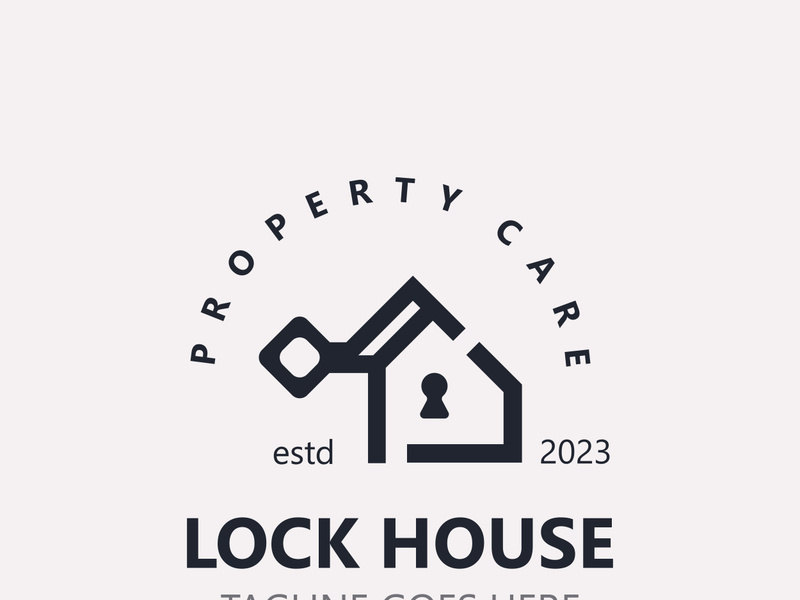 Lock House secure logo design, smart key home vector concept template