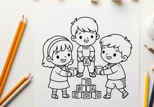 Children learning alphabet at zoo vector illustration