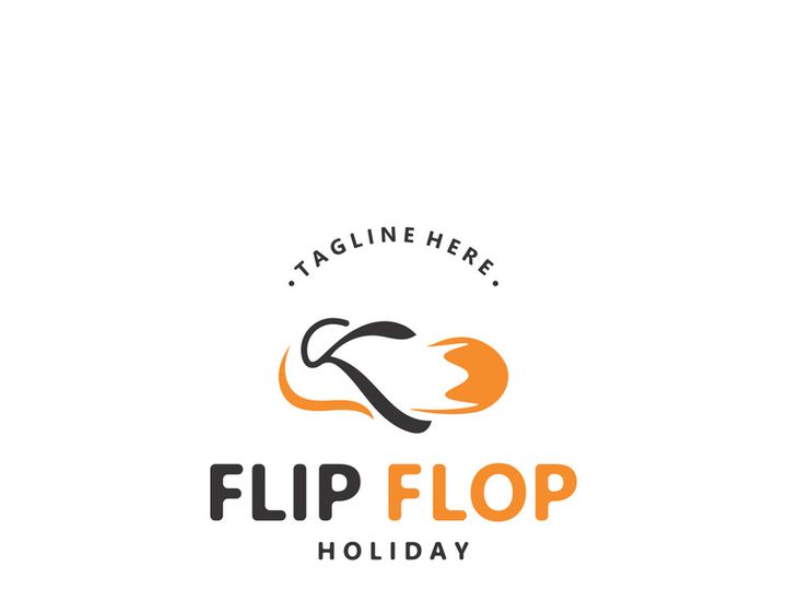 Flip Flop logo design style line art template illustration