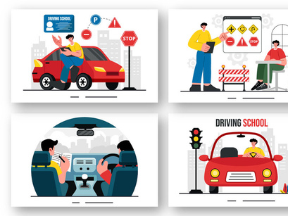 9 Driving School Illustration