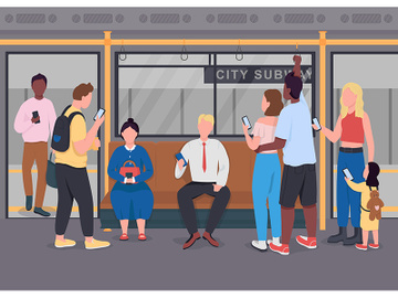Public commuting flat color vector illustration preview picture