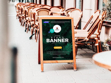 Free Outdoor Advertising Stand Banner Mockup preview picture