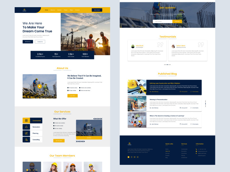 Construction Website Landing Page Design