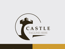 Castle kingdom logo graphic template design, Ancient castle vintage vector