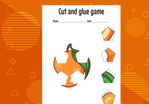10 Pages Cut and glue game for kids with fruits. Cutting practice for preschoolers. Education page