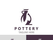Pottery logo design handmade, creative traditional mug craft concept inspiration nature workshop