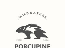 Porcupine logo design. animal vintage minimalist logo Hedgehog modern template icon