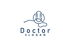 Stethoscope Logo, Simple Line Model Health Care Logo Design