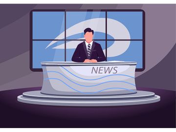 News broadcast flat color vector illustration preview picture