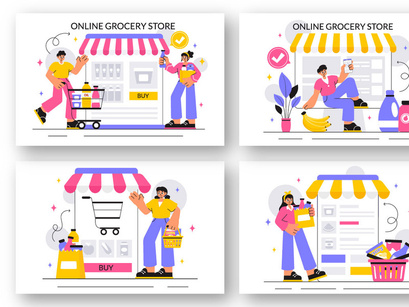 10 Online Grocery Store Illustration