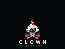 Clown head face logo jester minimalist joker design