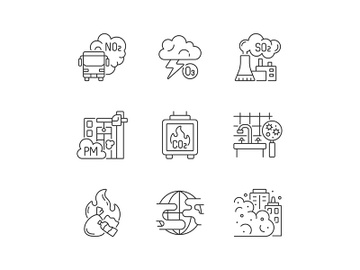 Air pollution linear icons set preview picture