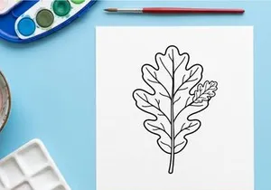Close-up of a detailed oak leaf. Natural botanical illustration for eco or nature themes.