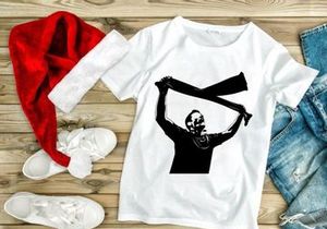 Man holding and waving a scarf in the air with both hands energetically